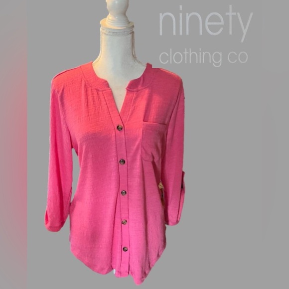 Ninety Clothing Co Beautiful Blouse Color Fruit Punch , NEW - Picture 1 of 3
